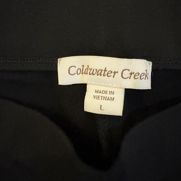 Coldwater‎ Creek Pants Womens Large Black Pull On Stretch Slim Ankle Work Ponte - Picture 2 of 10